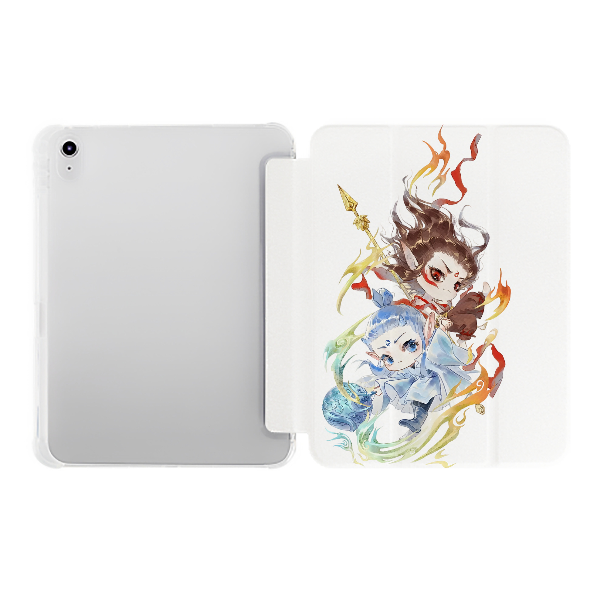 （画像用） Ne Zha 2 ナタ 魔童の大暴れ IPad ケース ペン収納付き 三つ折りスタンド PUレザー×シリコン 対応機種9.5/10.5/10.9インチ